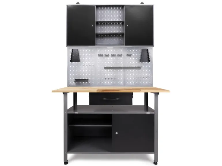 Ondis24 Werkbank Set Klaus 120 cm 1 Schrank LED Werkstatt