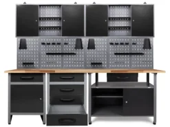 Ondis24 Werkbank Set Tüftler 240 cm 2 Schränke Werkstatt