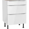 Optifit Küchen-Unterschrank mit 3 Auszügen Arvid986 60 cm x 87 cm x 58,4 cm Weiß