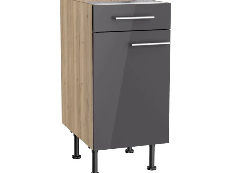 Optifit Küchen-Unterschrank Jonte984 40 cm x 87 cm x 58,4 cm Anthrazit-Wildeiche
