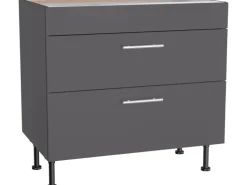 Optifit Küchen-Unterschrank mit 2 Auszügen Ingvar420 90 cm Anthrazit Matt