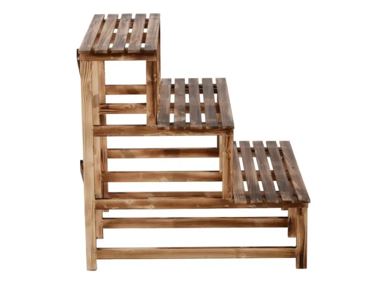 Outsunny Pflanzenregal Tannenholz Verkohlt L80 x B80 x H78cm