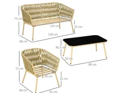 Outsunny 4 Tlg. Gartenmöbel-Set mit Kissen für Garten Terrasse