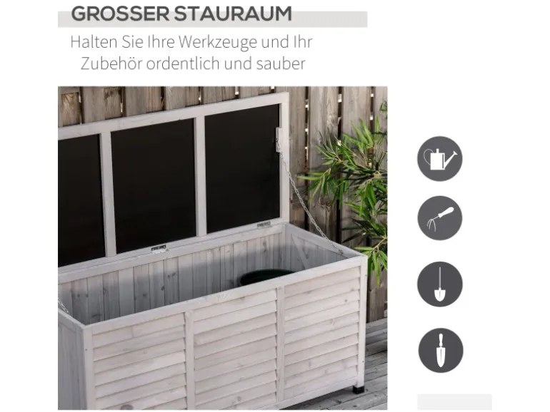 Outsunny Gartenbox Wetterbeständig 127 x 56 x 60 cm Grau