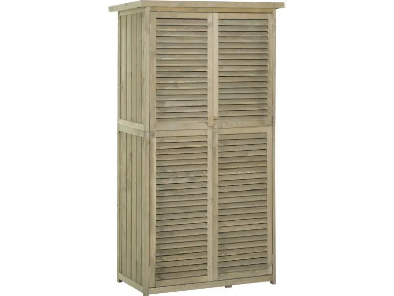 Outsunny Gartenschrank mit Asphaltdach 4 Fächer 87 x 46,5 x 160 cm
