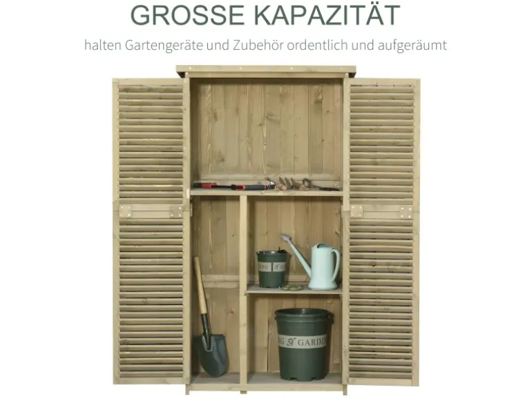 Outsunny Gartenschrank mit Asphaltdach 4 Fächer 87 x 46,5 x 160 cm