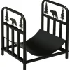 Outsunny Kaminholzregal Brennholzregal mit Griffe Metall Schwarz