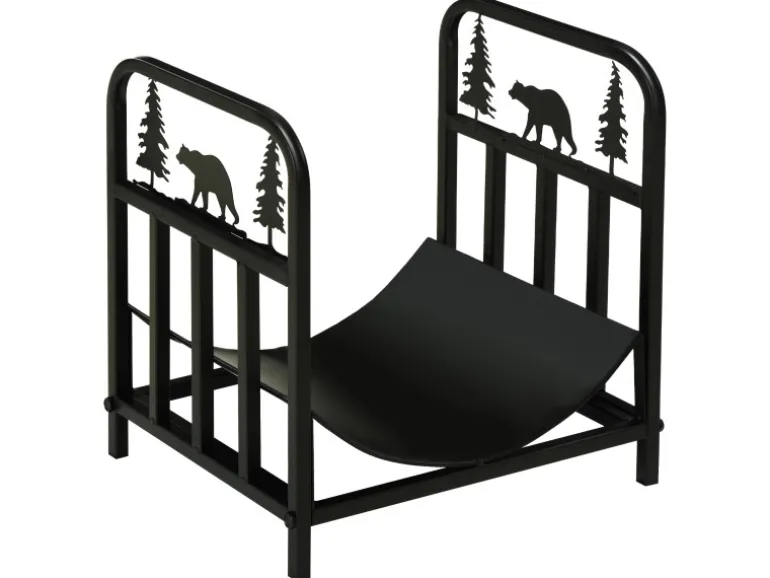 Outsunny Kaminholzregal Brennholzregal mit Griffe Metall Schwarz