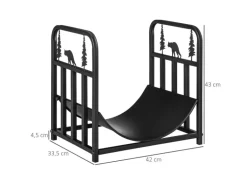 Outsunny Kaminholzregal Brennholzregal mit Griffe Metall Schwarz