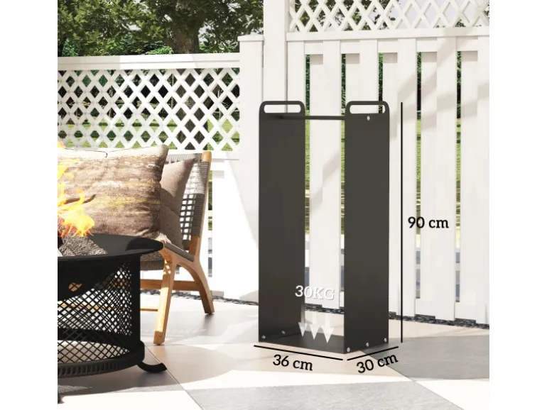Outsunny Kaminholzregal Brennholzregal für Outdoor Indoor Stahl Schwarz