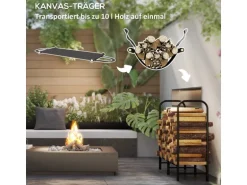 Outsunny Kaminholzregal Feuerholzregal für Garten Metall Schwarz