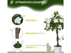 Outsunny Künstliche Pflanzen Kunststoff Stoff Weiß 18L x 18B x 90H cm