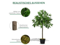 Outsunny Künstliche Pflanze Kunststoff Zement Ø16 x 90H cm