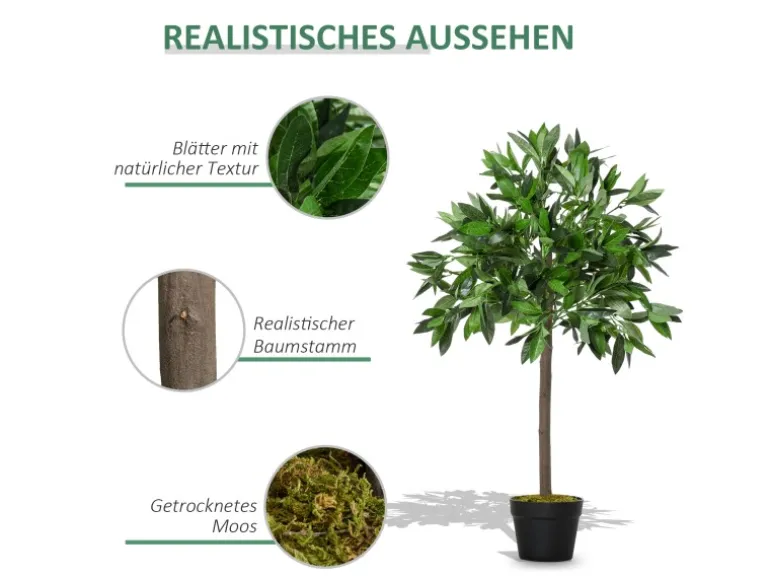 Outsunny Künstliche Pflanze Kunststoff Zement Ø16 x 90H cm