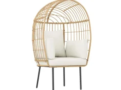 Outsunny Rattansessel Stahl PE-Rattan 95L x 80B x 155H cm Beige