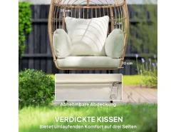 Outsunny Rattansessel Stahl PE-Rattan 95L x 80B x 155H cm Beige