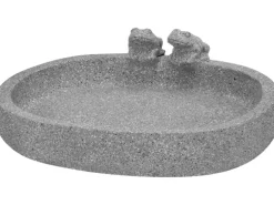 Ovale Vogeltränke aus Zement 32 cm x 25 cm x 8 cm Hellgrau