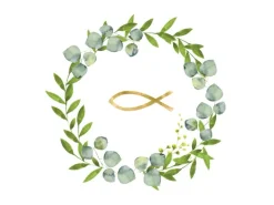 Papierservietten Eucalyptuskranz und Fisch 16,5 x 16,5 cm 20 Stk Weiß-Grün FSC®