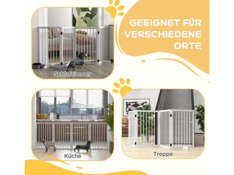 PawHut Absperrgitter 4-Teilig 206 x 76 cm Faltbar mit 2 Stützfüßen