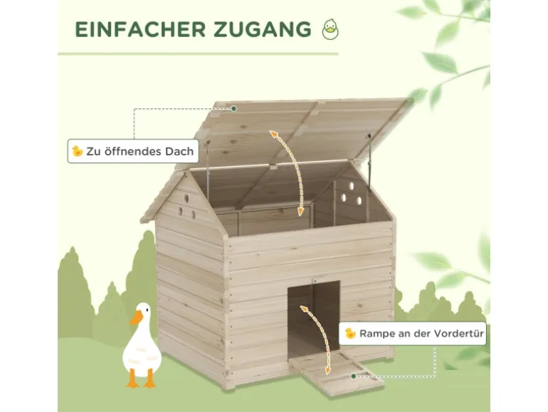 PawHut Entenhaus Tannenholz Naturholz 100L x 82,5B x 91H cm