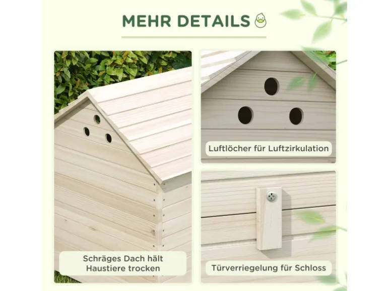 PawHut Entenhaus Tannenholz Naturholz 100L x 82,5B x 91H cm