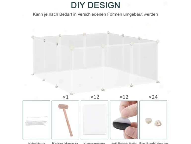 PawHut Freilaufgehege Laufgitter DIY Absperrgitter 105 x 105 x 45 cm
