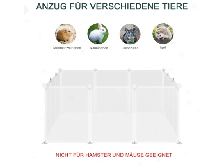 PawHut Freilaufgehege Laufgitter DIY Absperrgitter 105 x 105 x 45 cm