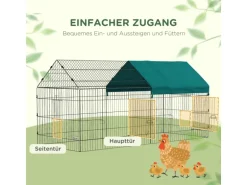 PawHut Freilaufgehege mit Abdeckung und 4 Türen