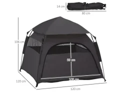 PawHut Haustierzelt Polyester Dunkelgrau 120L x 120B x 106H cm