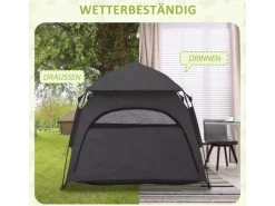 PawHut Haustierzelt Polyester Dunkelgrau 120L x 120B x 106H cm