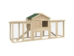 PawHut Hühnerstall 204 x 85 x 93 cm Hühnerhaus mit Freigehege Nistkasten