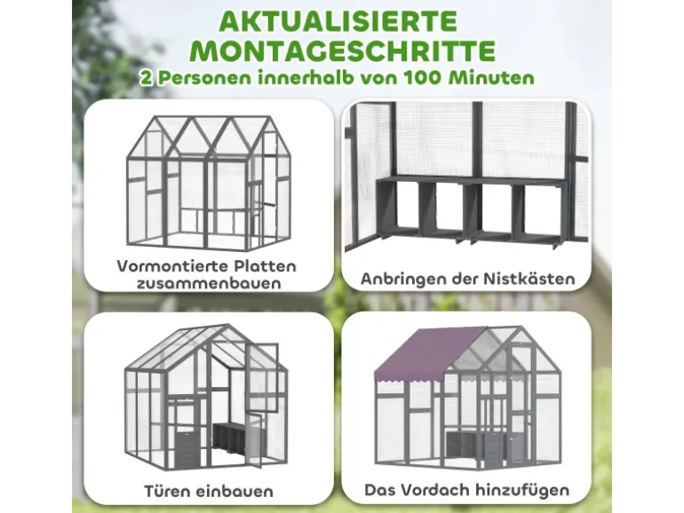 PawHut Hühnerstall Freilaufgehege Freigehege mit Schloss Tannenholz
