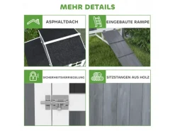PawHut Hühnerstall mit Tannenholz Nistkasten Freigehege 236,5cm x 91cm x 114cm