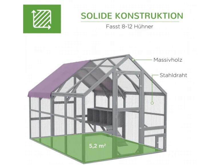 PawHut Hühnerstall mit Tür Nistkasten Dach