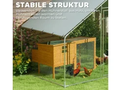 PawHut Hühnerstall Verzinkter Stahl Silber 300L x 170B x 190H cm