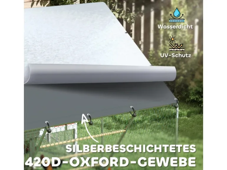 PawHut Hühnerstall Verzinkte Stahlrohre Stahlgitter 300L x 200B x 195H cm