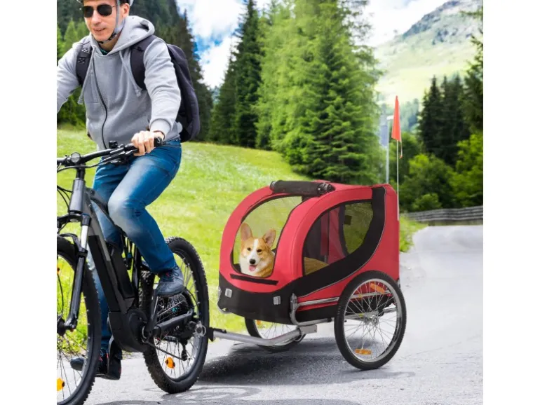 PawHut Hundeanhänger Hunde Fahrrad Anhänger