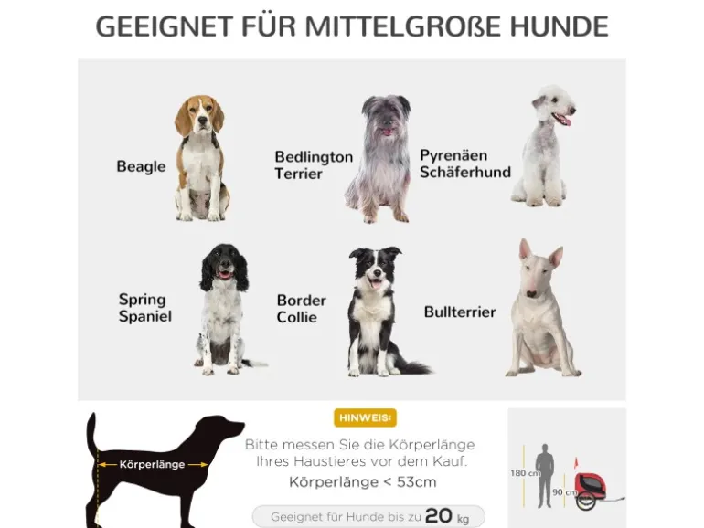 PawHut Hundeanhänger Hunde Fahrrad Anhänger
