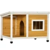 PawHut Hundehütte mit Terrasse