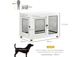 PawHut Hundekäfig Indoor mit Kissen 2 Türen Weiß 94 x 60 x 71,5 cm