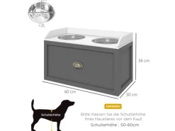 PawHut Hundenapf 2 x 2L Futternapf Erhöht mit Schublade