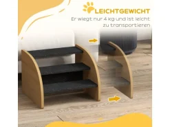PawHut Hundetreppe 3 Stufen mit Seitenwand