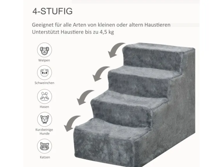 PawHut Hundetreppe 4 Stufig