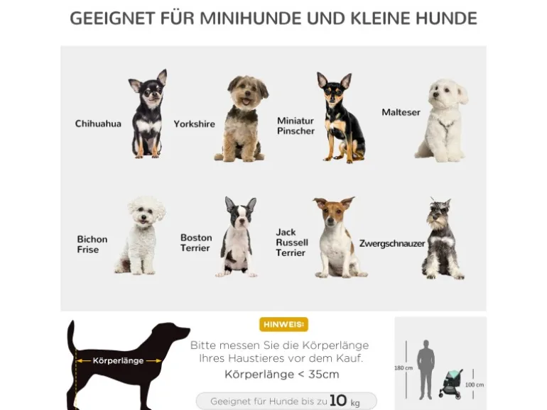 PawHut Hundewagen Polyester Stahl 80,5L x 51,5B x 100H cm