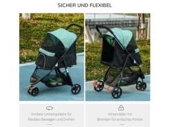 PawHut Hundewagen Polyester Stahl 80,5L x 51,5B x 100H cm