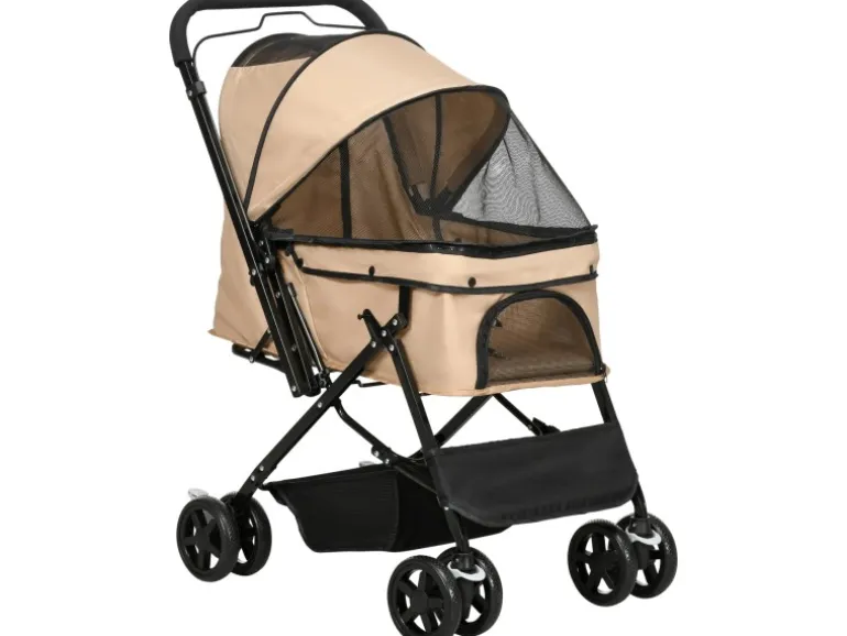PawHut Hundewagen Stahl Oxford-Gewebe Braun 76,5L x 52B x 95H cm