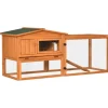 PawHut Kaninchenstall aus Tannenholz mit Asphaltdach 156 x 58 x 68 cm