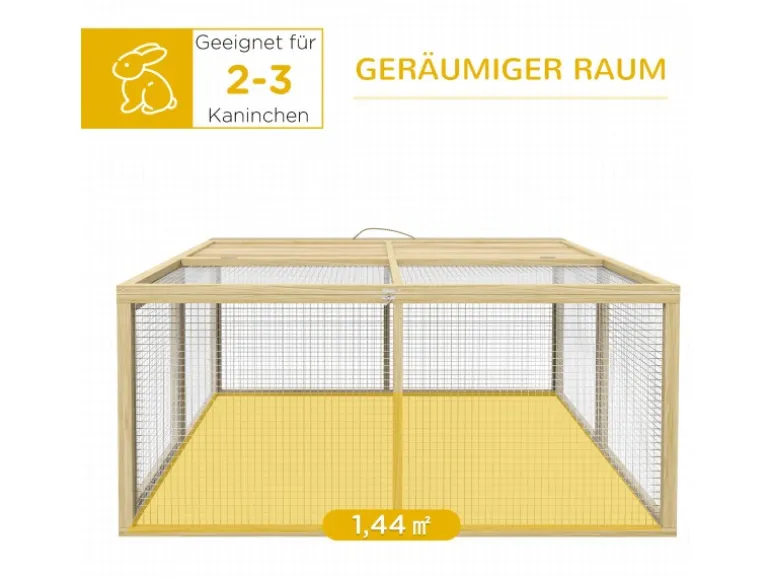 PawHut Kaninchenstall Klappbar mit Freilaufgehege 120 x 120x57 m