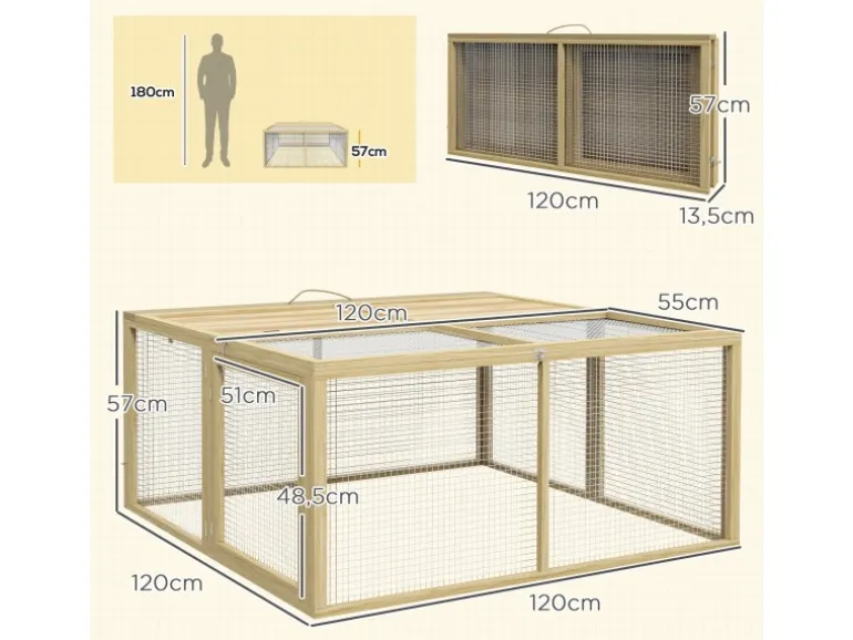 PawHut Kaninchenstall Klappbar mit Freilaufgehege 120 x 120x57 m