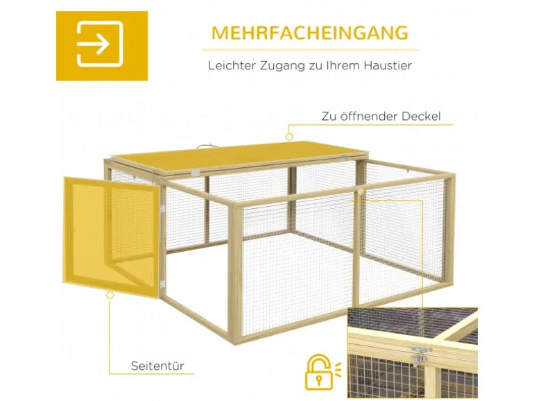 PawHut Kaninchenstall Klappbar mit Freilaufgehege 120 x 120x57 m